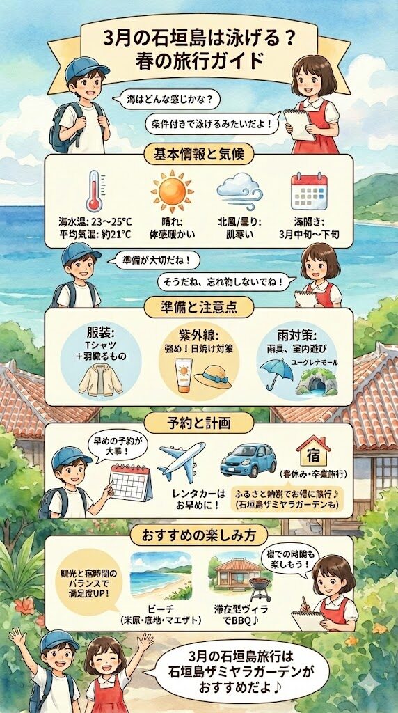 石垣島の3月は泳げる? 春の石垣島旅行のまとめの図解