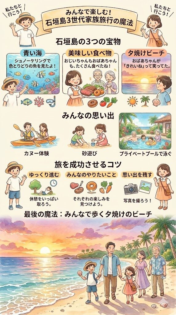 石垣島3世代旅行で楽しむ図解