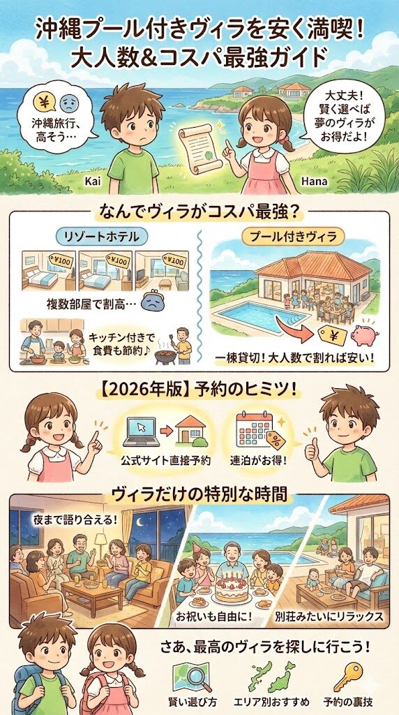 沖縄や石垣島では、キッチン付き、プール付きヴィラがお得に止まれます