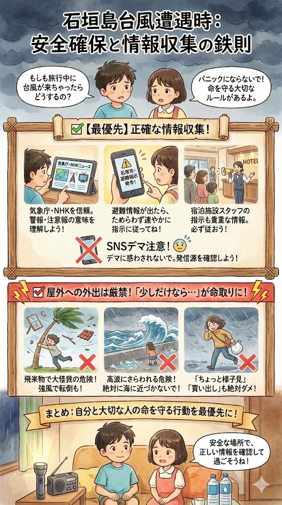 台風遭遇時の具体的行動：安全確保と情報収集の鉄則