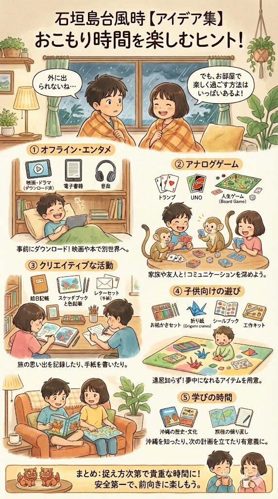 【アイデア集】沖縄石垣島の台風おこもり時間を楽しむためのアイテムと過ごし方